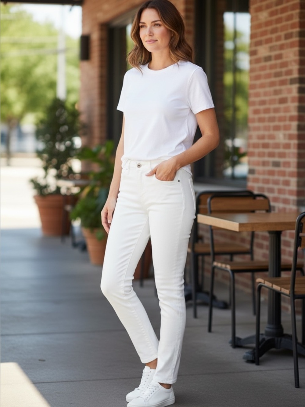NWT Eileen Fisher Organic Cotton Skinny Ankle Jeans White Size 6